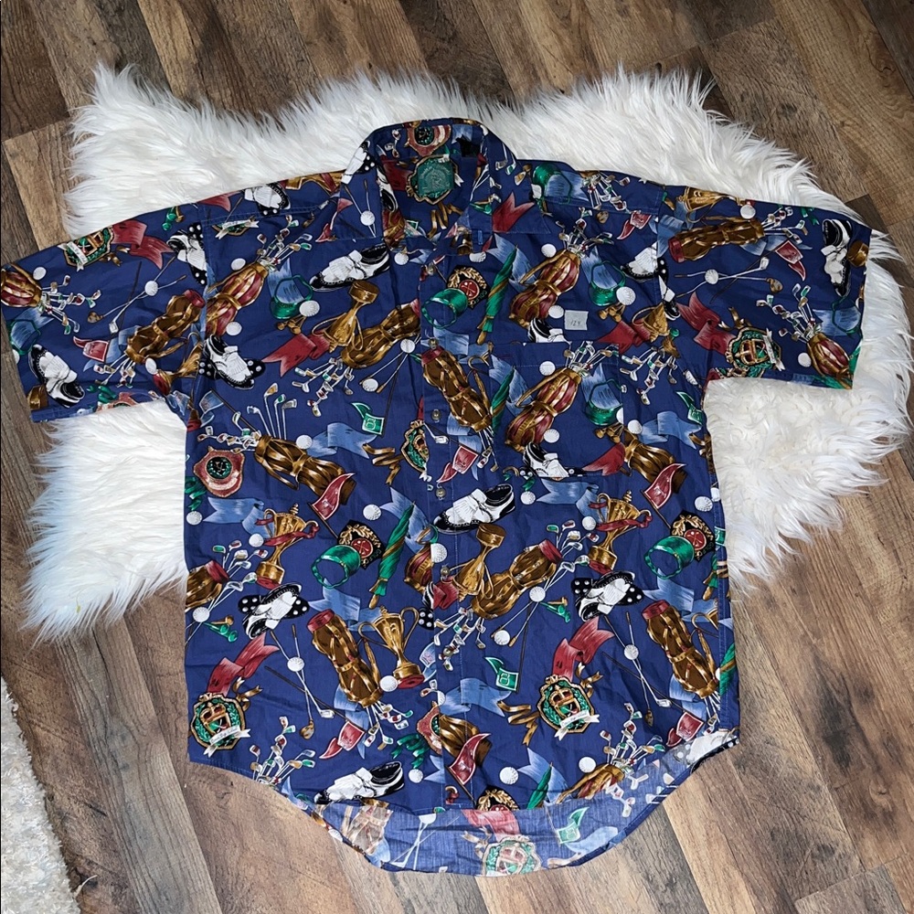Vintage Shelter Island country club men’s button down golf shirt medium